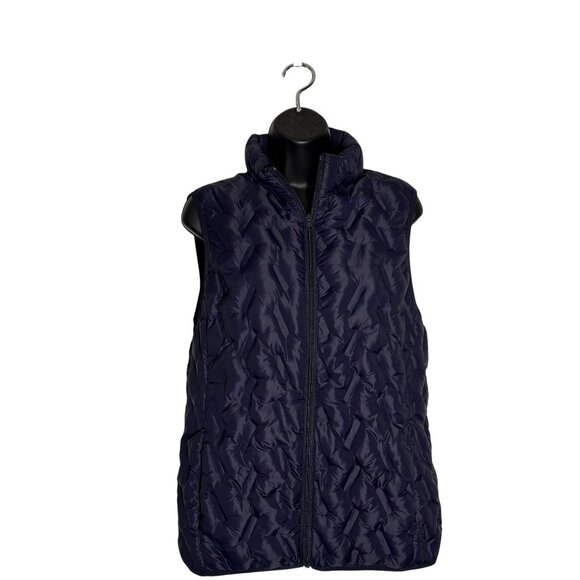 Tangerine Quilted Puffer Vest Navy Insulated Lightweight Zip-Up Size M - Picture 1 of 9